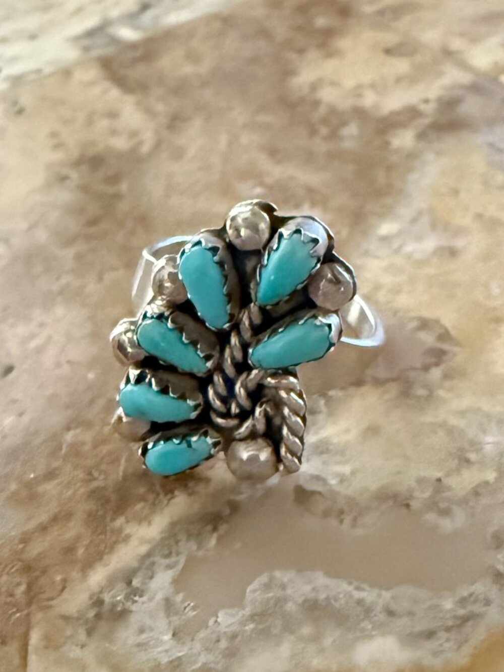 Sterling Silver Turquoise Ring Size 6 - Picture 6 of 7